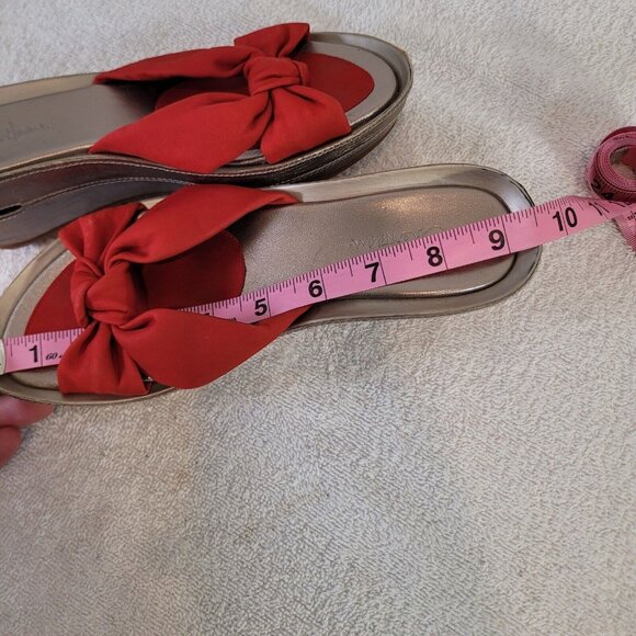 Cole Haan Platform Wedge Sandals Womens 6.5 Red Slip On Air Cushioned EUC - Picture 6 of 10